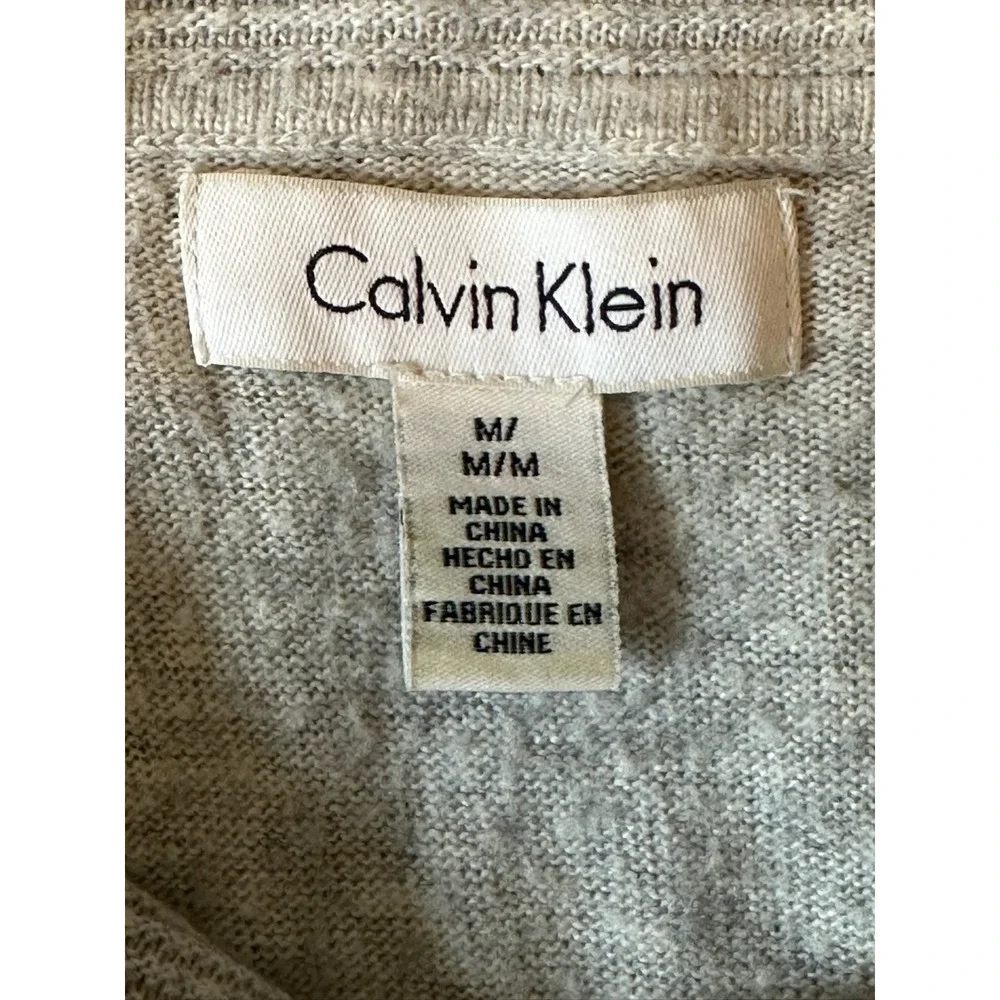 Calvin Klein Turtle Neck Sweater Size M‎ Grey Pullover Wool Blend Neutral Casual
